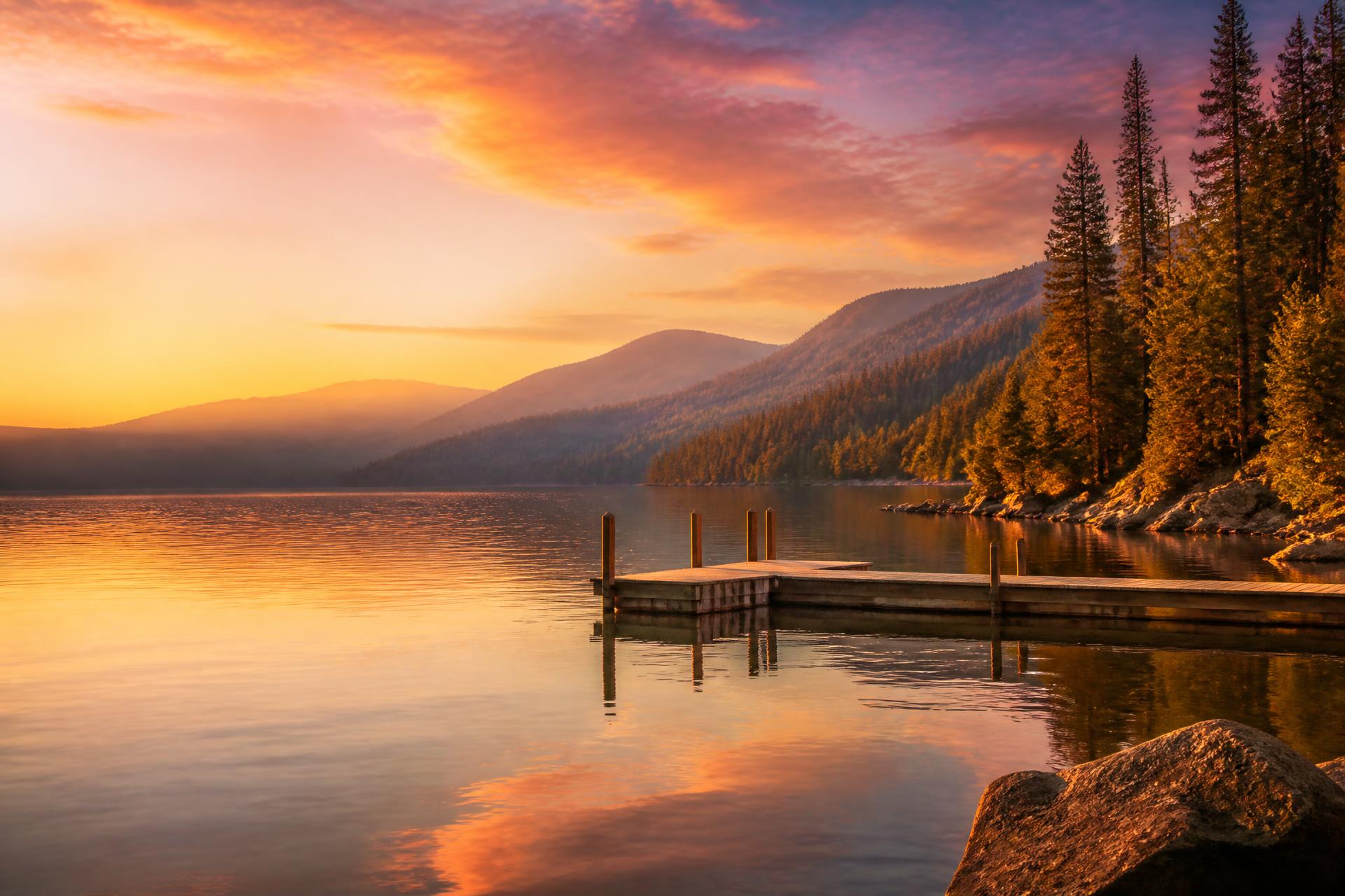 Lake Coeur d'Alene at golden hour
